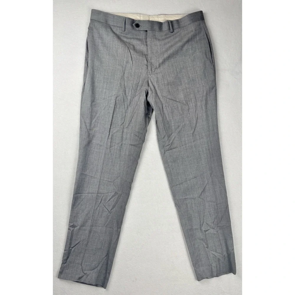 Brooks Brothers Classic Gray Wool Dress Pants‎ W35 L32 Mens Flat Front